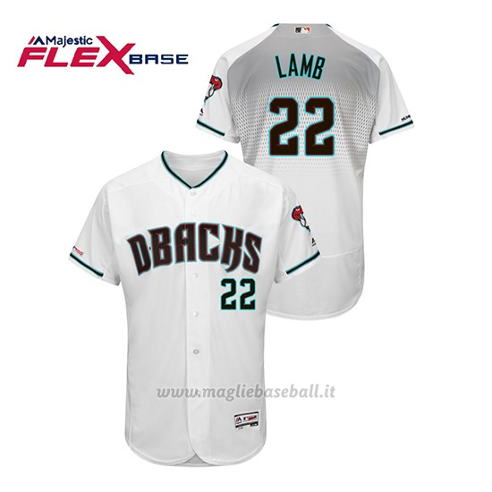 Maglia Baseball Uomo Arizona Diamondbacks Jake Lamb 150th Aniversario Patch Autentico Flex Base Bianco